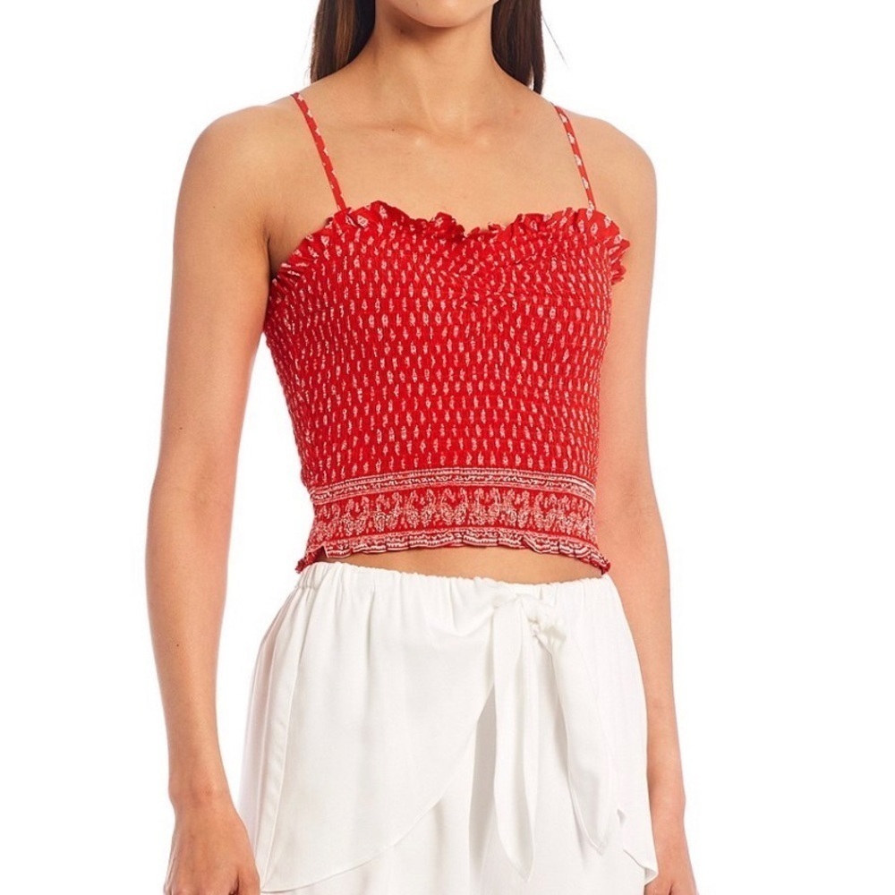 Gianni Bini Red Print Sleeveless Cropped Top- NWT